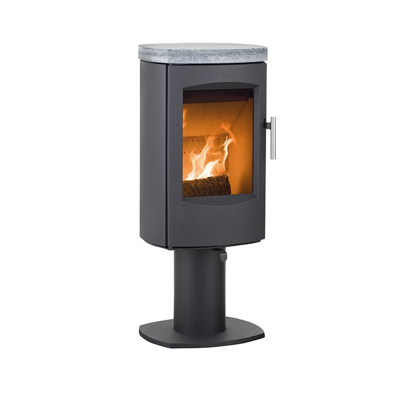 Heta Scan-Line 7D braskamin med toppskiva i täljsten, vy ovanifrån