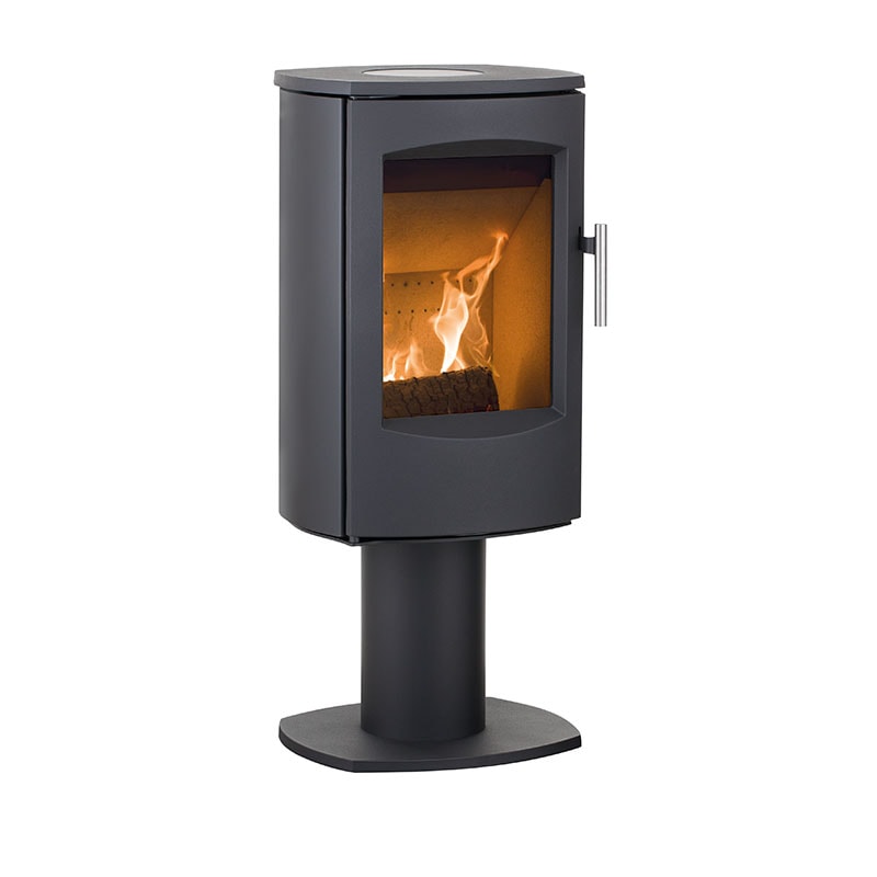 Heta Scan-Line 7D braskamin i stål med sidoglas, elegant och modern design för ditt hem